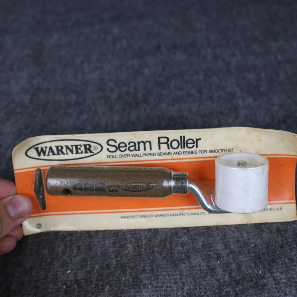 Vintage Warner Seam Roller 422 Wallpaper Tool White Nylon Wood Handle USA